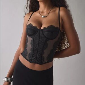 Elegant Black Lace Bustier Top